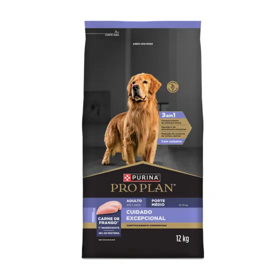 Pro Plan Cuidado Excepcional Ração Cães Adultos Raças Médias - 12Kg