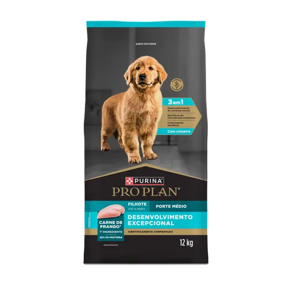 Pro Plan Ração Desenvolvimento Excepcional Cão Filhote Porte Médio Frango - 12kg