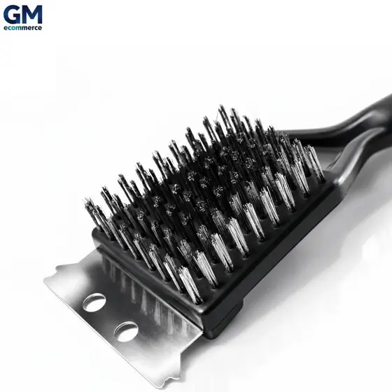 Escova Limpa Grelha Churrasqueira Cerdas Aco Reforcada Raspador Churrasco Remocao Gordura Pesada