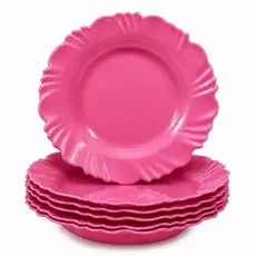 Kit Prato Rosa Plástico Unidades Para Festa Infantil