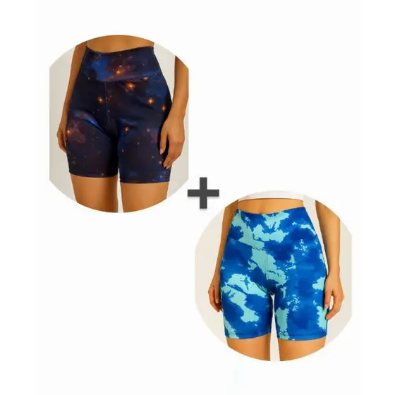 Kit 2 Shorts Estampados de Suplex - Fitness - Estilo, Conforto e Qualidade - Cintura Alta