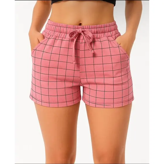 Short Shortinho Elegante Quadriculado - Confortável e Estiloso - Malha Crepe Premium - Dia - a - Dia