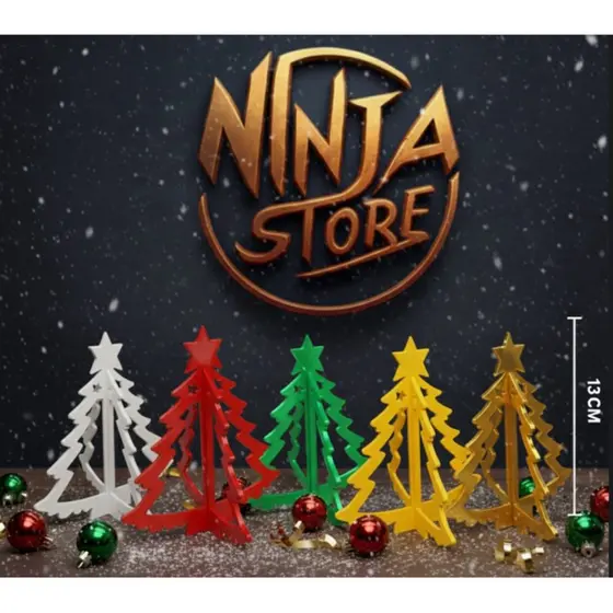 Mini Árvores de Natal Coloridas 13cm Enfeite de Mesa e Escritório  - Plástico PLA+