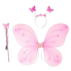 Kit Asa De Borboleta Fantasia Infantil Fada com Tiara e Varinha