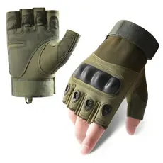 Luva Tática Militar Meio Dedo Moto Bike Paintball cor verde