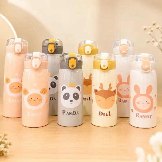 Garrafa Térmica Infantil 350ml Inox com Canudo Antivazamento para Escola Criança Menino Menina - 0200