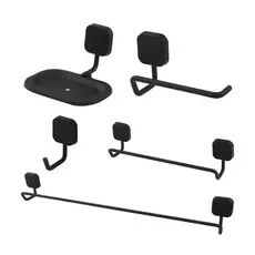 Kit Banheiro 5 Itens Preto - Porta Sabonete, Papel, Toalha Rosto, Toalha Banho e Cabide