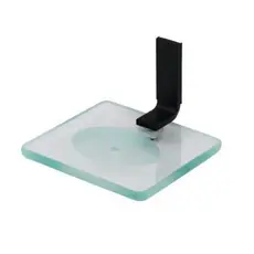 SABONETEIRA BANHEIRO PORTA SABONETE MODELO  INCOLOR/ PRETO  LUXO VIDRO 8mm