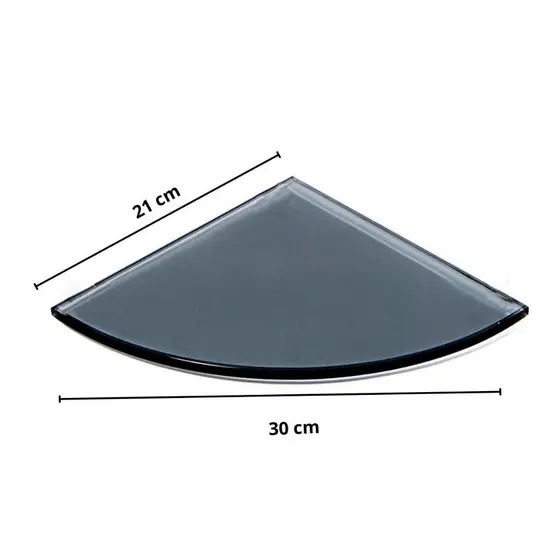 PORTA SHAMPOO CANTO PRETO COM VIDRO FUMÊ, SUPORTE PRATELEIRA PARA SHAMPOO DE VIDRO 6MM