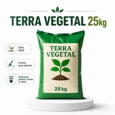 Terra Vegetal 25kg Para Plantio Vasos Hortas e Jardins