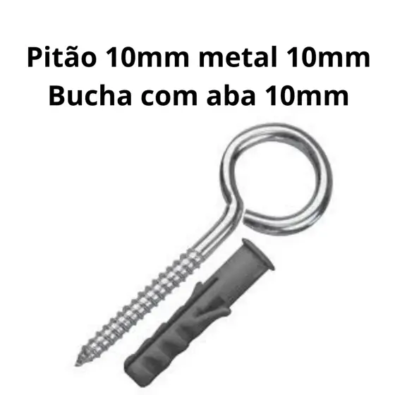 Kit Parafuso Pitão Metal 10mm com Bucha -100 peças