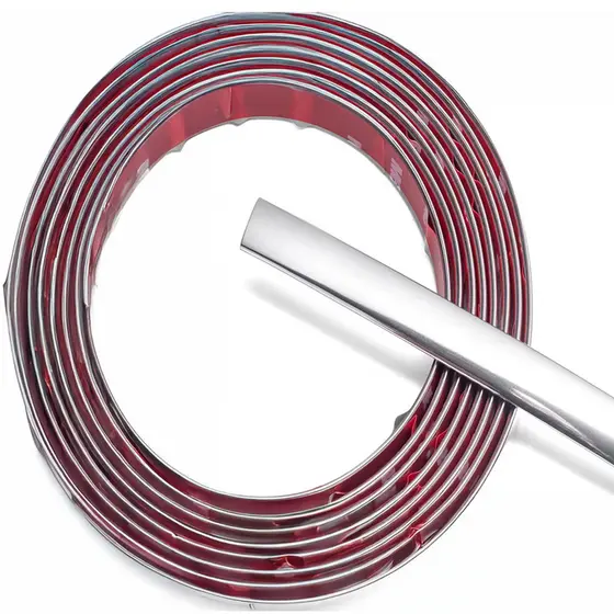 Kit Friso Cromado Auto Colante 12mm Universal Pestana Base de Vidro Para-choque Grade Porta Rolo