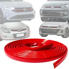 Friso Vermelho Universal  Esportivo 10mm Para Grade De Carro Para-choque Vw Golf Jetta Polo Gti Tsi Mk7 Sport Esportivo