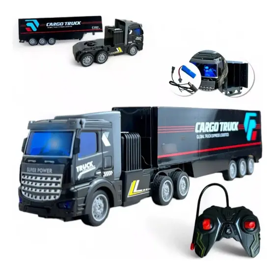 Caminhão Carreta Baú de Controle Remoto Recarregável Brinquedos de Menino
