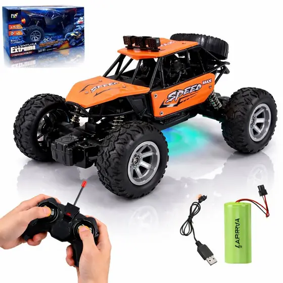 Carrinho de Controle Remoto Recarregável USB Jeep Off Road 4x4 Anda na Terra Rock Crawler