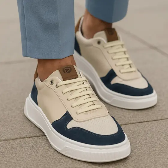 Tenis Sneaker Em Couro Legítimo Super Elegante e Estiloso em Couro Legítimo