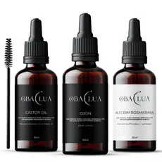 Kit Terapia Capilar OBÁ LUÀ Ojon, Castor Oil (Rícino) e Alecrim - Óleos Vegetais Puros - Uso Capilar
