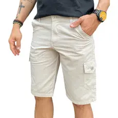 Bermuda Masculina Cargo Sarja | 6 Bolsos Funcionais, Estilo Urbano e Leve para o Verão