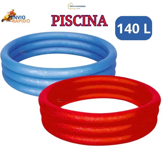 PISCINA 140 LITROS VERMELHA OU AZUL - PISCINA INFLÁVEL