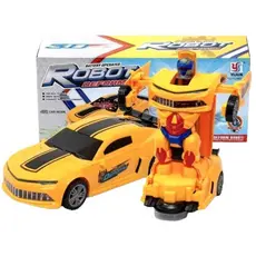 Brinquedo Carrinho Vira Robô Bate E Volta Com Luzes E Som