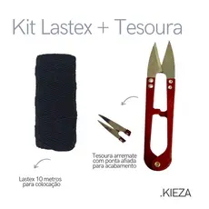 Kit Lastex Preto 10 Metros + Tesoura Arremate Ponta Afiada Para Acabamento Final