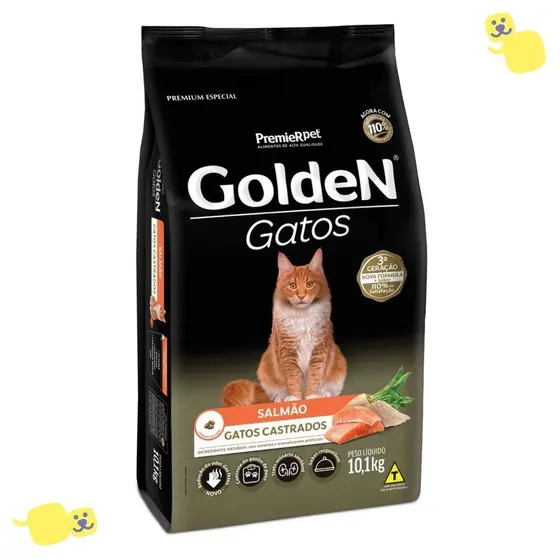 Ração Golden Gato Castrado Adulto Ração para Gatos Castrados 10Kg Ração Gato Salmão Premium Pet
