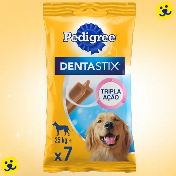 Pedigree Dentastix Cães Adultos Raça Grande 7 unidades 270g Petisco Cachorro Higiene Bucal Cachorro