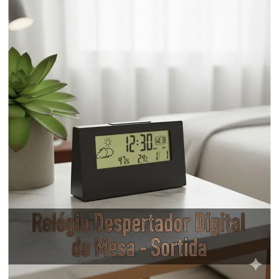 Relógio Despertador Digital Mesa Sortido Compacto Moderno Alarmes Display LED Funcional Casa Prático