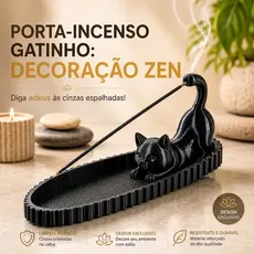 Porta Incenso Gato Suporte para Incenso Decorativo Incensario Zen Decoração Boho Queimador de Varetas Gatinho Fofo