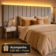 Cabeceira 110x20 Cama Box Estofada Modular + Fita LED 5m Leds Premium Envio Rápido Infinite