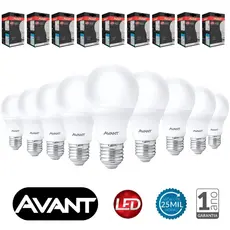 Kit 10 Lâmpadas LED 12w Bivolt Avant 1050 Lumens E27 Luz Branca Econômica