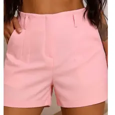 SHORT ALFAIATARIA FEMININO COM ZIPER NA  LATERAL SHORT FEMININO CINTURA ALTA SOCIAL PARA VERAO