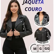 Jaqueta Feminina De Couro Com Ziper Moda Invierno Elegante
