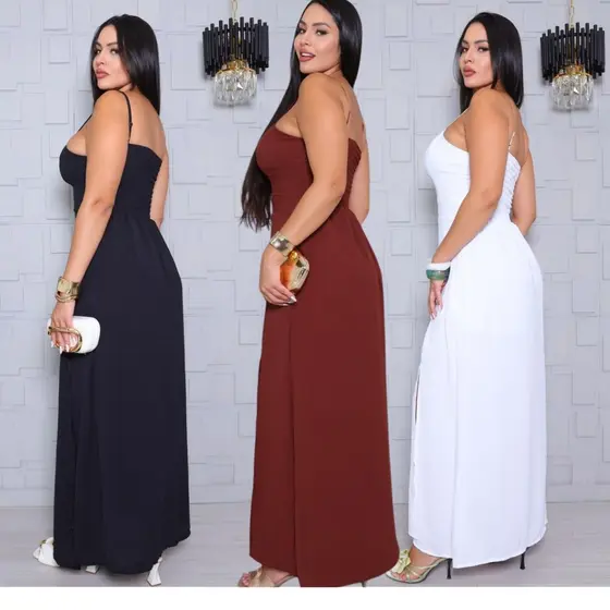 Vestido Feminino Pra Mulher Elegante Vestido de Festa Com Forro Vestido Com Fenda Lateral