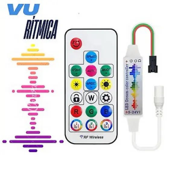 Central controladora 358 Efeitos Vu ritmica 12 Volts som automotivo Ws2811