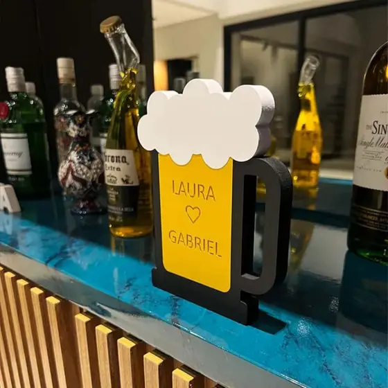 Copo de Cerveja Personalizado Nome Casal Presente Namorados Pvc Decoração