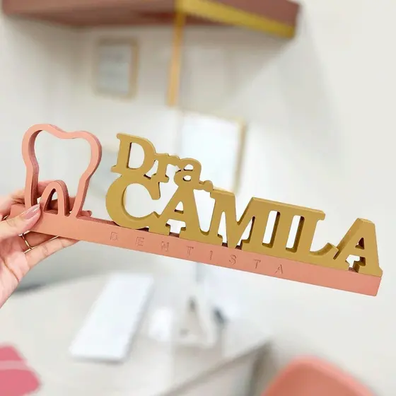 Placa de Mesa Personalizado Nome Profissão Odontologia Dentista Plaquinha Pvc