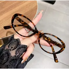 Óculos De Olho De Gato Oval Com Estampa De Leopardo Armação Pequena VK 9082
