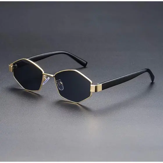 Óculos de sol feminino retrô hexagonal metal VK 0005