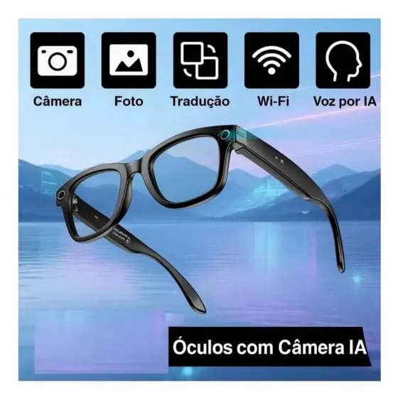 Óculos Inteligente IA Câmera HD Bluetooth Smart Glasses