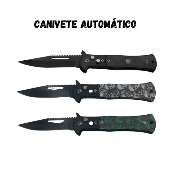 Canivete Semi Automático Saque Rapido Com Trava Lamina Inox Super Afiada