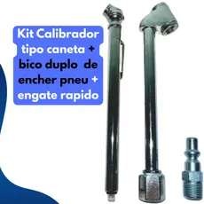 Kit Calibrador Tipo Caneta 50 Libras Com Bico Encher Pneu e Pino de Engate