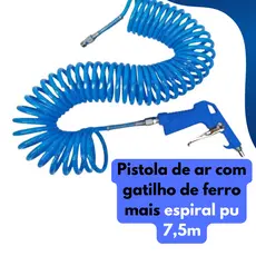 Bico Passar Ar Com Gatilho de Ferro Kit Mangueira De Ar Comprimido 7,5 Metros