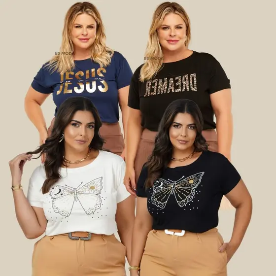 Blusa Plus Size  Moda Blogueira +10 Estampas GG e G1