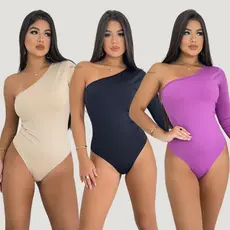 Body Feminino Manga Única Suplex Com Bojo - Preto, Fucsia, Nude