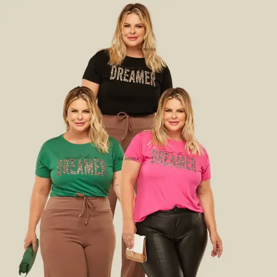 Blusa Plus Size T-shirt Feminina GG e G1 + 10 Estampas