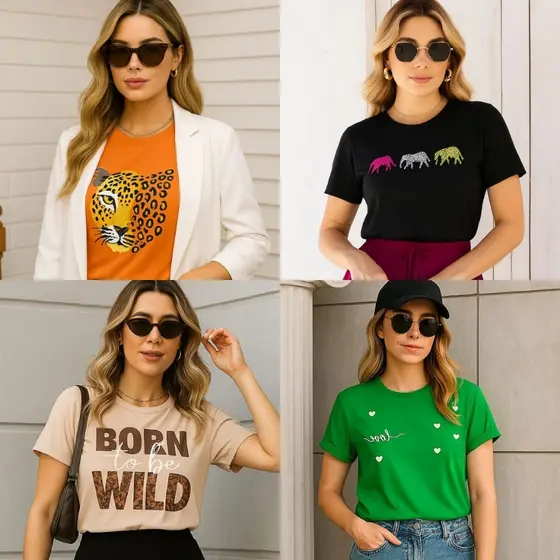 Blusa Feminina T-shirt Moda Blogueira + 4 Estampas