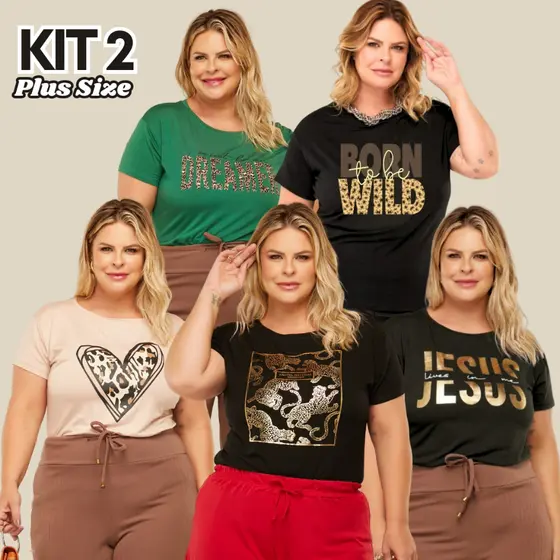 Kit 2 Blusas Plus Size Moda Blogueira Tendência Grande