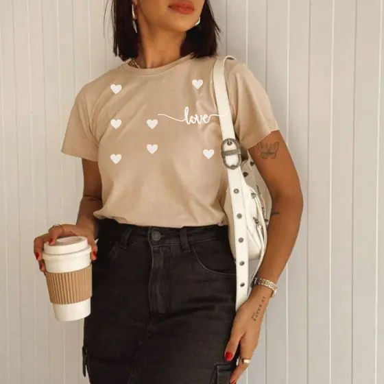 Blusas Feminina Blusinhas Estilosa Coração +Cores