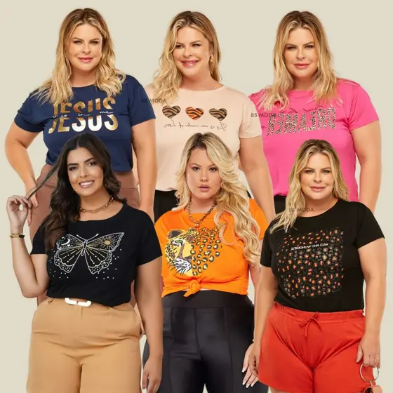 Blusa Plus Size Moda Blogueira + 6 Estampas